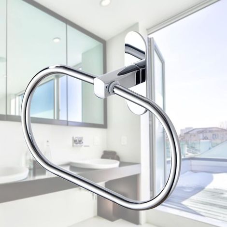Anneau porte-serviettes en acier inoxydable porte-serviettes ovale fixé au mur, porte-serviettes de salle de bain porte-serviettes ovale (1/5)