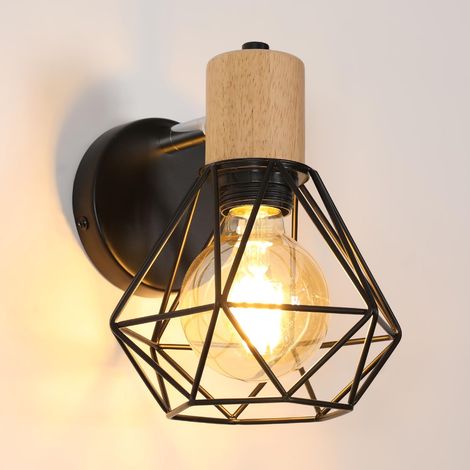 Applique Murale Interieur, Noir Vintage Lampe Murale E27 Orientable (1/5)
