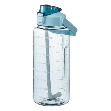 HONORNIC - Bouteille d'eau de 2 L avec paille, grande bouteille de voyage portable bleue