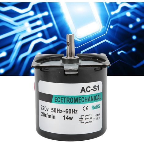 XD60KTYZ+ AC-Synchronmotor mit Halterung, 14 W, Permanentmagnet, niedrige Drehzahl, bidirektional, hohes Drehmoment, Mikromotor mit niedriger Drehzahl, Mittelwelle, 20 U/min, 220 V AC (1/5)