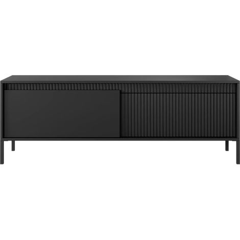 ALINA - Meuble TV 153cm pieds en métal - Noir