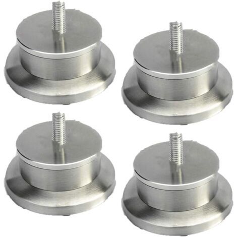 4 pieds de meubles en acier inoxydable, pieds de meubles ronds en métal, pieds de meubles pour table, canapé, lit, plan de travail, TV, vis M8 (3 cm) (1/3)