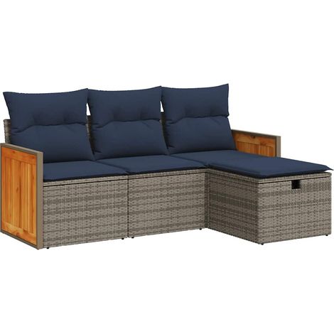 Maison Exclusive - 4-tlg. Garten-Sofagarnitur mit Kissen Grau Pol