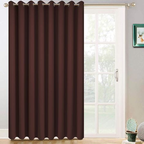 Rideaux occultants pour Porte coulissante en Verre - Stores de Porte à Isolation Thermique - Séparateur de pièce pour Chambre/Salon (Marron Chocolat, 254 x 243,8 cm) (1/5)