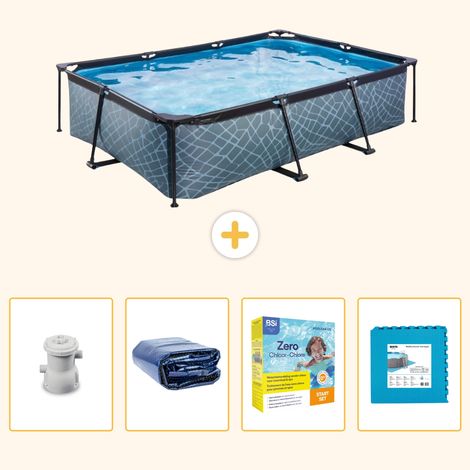 Exit-toys Piscine Exit Rectangulaire - Effet Pierre - 300x200x65 cm - 5-pièces SCB9 (1/5)
