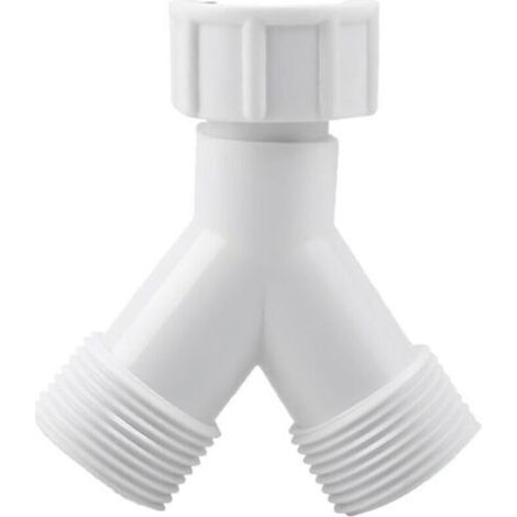Double connecteur en Y pour machine à laver et lave-vaisselle Adaptateur de vidange avec filetage 3/4" Raccord de tuyau pour robinet et appareils ménagers Plastique renforcé haute (1/4)