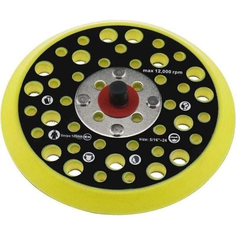 Enowelir Plateau de Support 125mm 5 Pouces Compatible Mirka Ceros Deros 44 Trous 5/16 Fixation Fil Ponceuse Crochet Boucle Accessoires Outils Électriques (1/4)