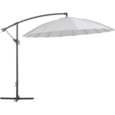 Sombrilla de jardín gris claro cantilever con marco de aluminio blanco 235 x 268 x 268 cm ajustable Calabria II (1/5)