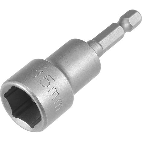 Douilles magnétiques de 15 mm, douille hexagonale 1/4" pour tournevis à douille, perceuses et adaptateurs de douille à percussion, longueur 65 mm (1/5)