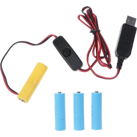 Adaptateur secteur USB pour piles AA LR6 AM3 (remplace 4 piles AA pour lampes) - 2 m