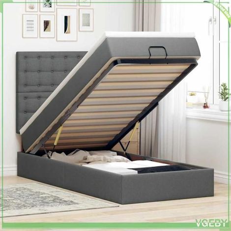 Cadre de lit ottoman avec matelas - 3314149 - Gris foncé - 100x200 cm - Rangement hydraulique (1/5)