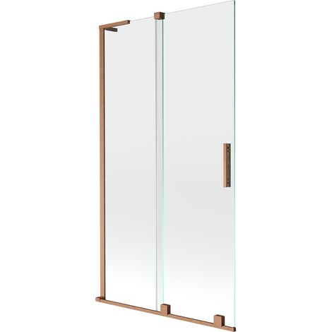 Mexen Velar L mampara de ducha corredera de 2 puertas 100 x 150 cm, transparente, cobre cepillado - 896-100-003-01-65 (1/5)