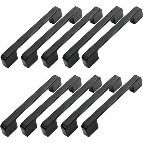 MINKUROW 10pcs Poignée Meuble Entraxe 128mm-Poignée Porte Cuisine Noire Poignee Barre Meuble Poignee De Cuisine Noir