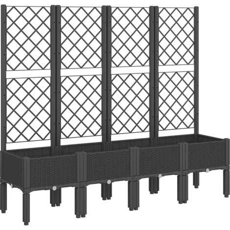 Maison Exclusive - Pflanzkübel mit Rankgitter Schwarz 160x40x142