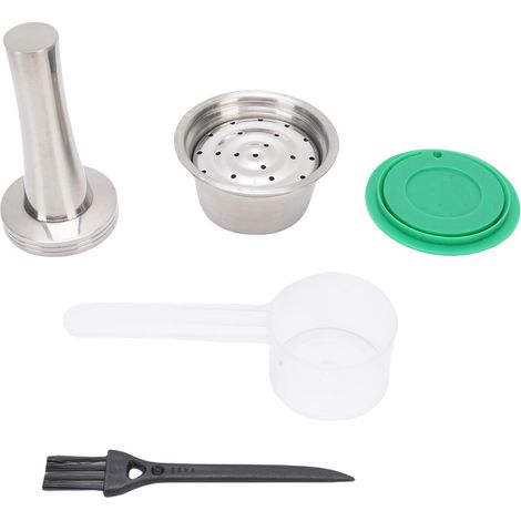 Capsules de café réutilisables, dosette en acier inoxydable, avec cuillère doseuse, brosse, fournitures de Machine (1/5)