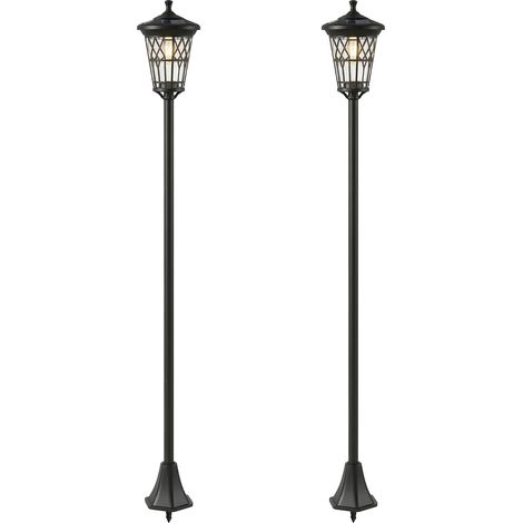 Set 2 Lampioni Solari da Giardino Ø235x186 cm Lampada 2 Modalità 50-100 LM in Acciaio Inox Nero (1/5)