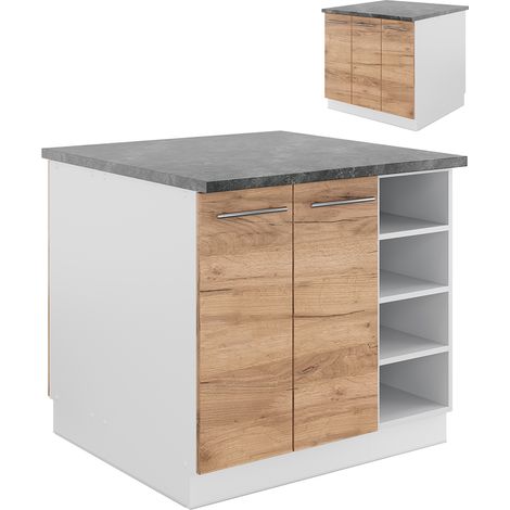 Isola cucina Fame-Line, Rovere dorato/bianco, 90 cm senza piano di lavoro, Vicco (1/5)