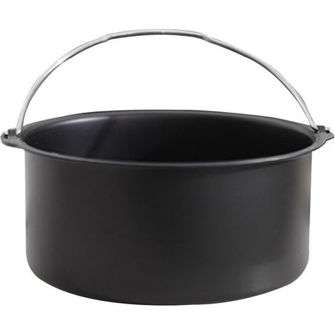 Bandejas para freidora de aire, Alternativa al papel de hornear, Bandeja para hornear tipo cesta, Redonda, Acero al carbono, 16,5 cm, Negra (1/5)