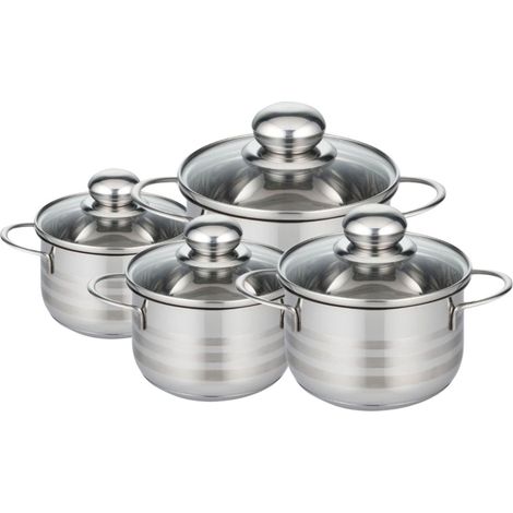 Lot de 4 faitouts 14, 16, 20 et 24 cm en acier inoxydable sans PFAS Elo Brillant (1/5)