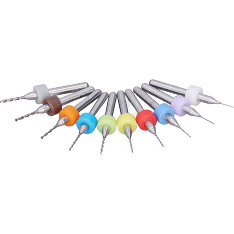 Lot de 10 forets mini perceuse carbure tungstène usure resistant touche robuste percage rapide gravure CNC circuit imprimé bijoux plastique metal (1/5)