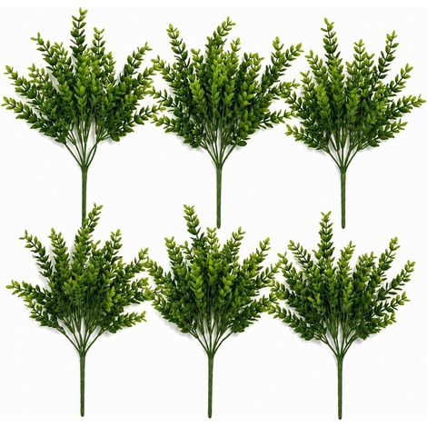 Pack of 6 x 32cm Artificial Boxwood Style Foliage Spray Stem Faux Green Leaf Bush (1/5)