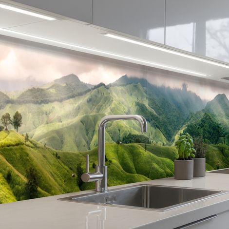 SALPICADEROS DE COCINA Paisaje - Colinas - Verde 400x60