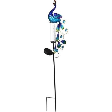Lampe Solaire de Jardin Étanche Pluviomètre Intégré pour Pelouse Extérieure, Structure en Fer Décorative, Éclairage Paysager Écologique (1/5)