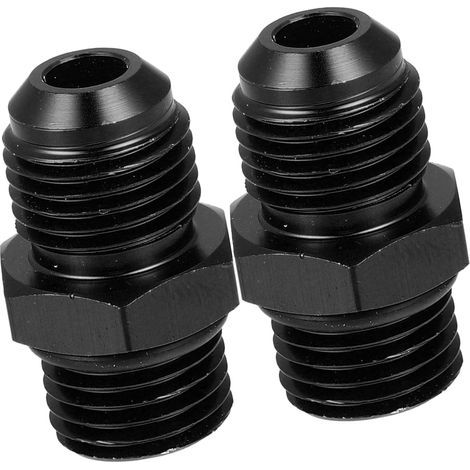 2pcs AN6-M141.5 Male Union Flare Adapter Fitting Black Aluminum Alloy Car Fuel System (1/5)