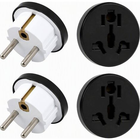 4 PCS Adaptateur Prise Anglaise vers France, UK to EU Adapter Compact pour Appareils Compatibles UK, USA, Chine et Suisse, pour Adultes, Voyage, Hôtel, Bureau et Maison (1/5)