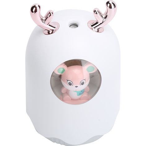 Humidificateur d'air silencieux avec lumière d'ambiance colorée, prise USB, nano brumisateur en forme de corne de cerf de Noël (blanc) (1/5)