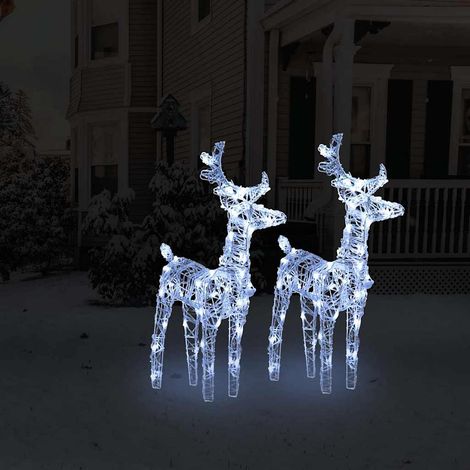 Rennes de Noël 2 pcs 80 LED-Décoration de Fête pour Noël Blanc froid Acrylique 238765 (1/5)