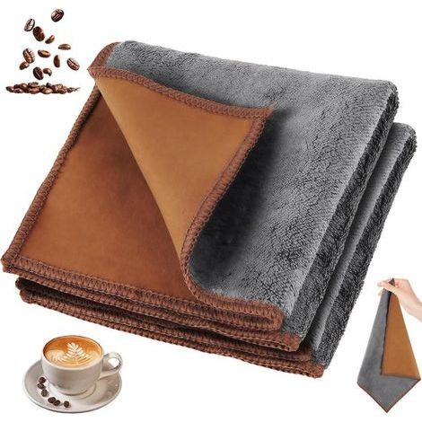 Barista-Reinigungstücher 30 x 30 cm - 3er-Pack - Braun und Grau - Doppelseitige Reinigungstücher für Espressomaschinen und Dampfdüsen (1/5)