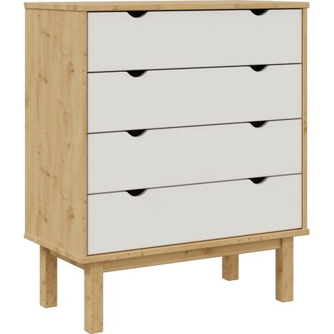 Commode OTTA Marron et blanc 76,5x39,5x90 cm Bois de pin massif (1/5)