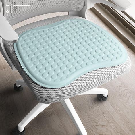 Coussin de siège en soie de glace – Respirant et rafraîchissant – Tapis d’été pour chaise – Effet cool pour un confort optimal – Idéal pour voiture, bureau et maison-Bleu (1/5)