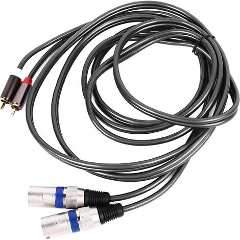 Câble souple en PVC, 2 fils RCA vers 2 fils XLR mâle, adapté au raccordement d'équipements audio home cinéma, longueur 3 mètres. (1/5)