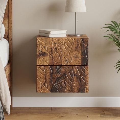 vidaXL Cabinet de chevet mural Bois ancien 34,5 x 33 x 40 cm (1/5)