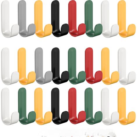 CCYKXA 24 Stück Bunte Klebehaken 56 x 16 mm, Wandgarderobe ohne Bohren, Wandklebehaken, geeignet für Küche, Schlafzimmer und Badezimmer