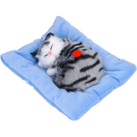 Poupée Chat Gris Fausse Simulation de Chat Endormi avec Son et Coussin - Jouet Interactif pour Animaux (1/5)