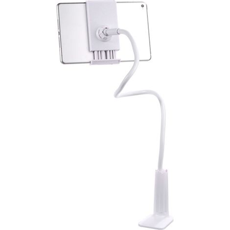 Support de téléphone flexible à col de cygne pour lit - Pince de serrage réglable à 360°, support de téléphone portable à suspendre au-dessus du bureau, blanc (1/5)
