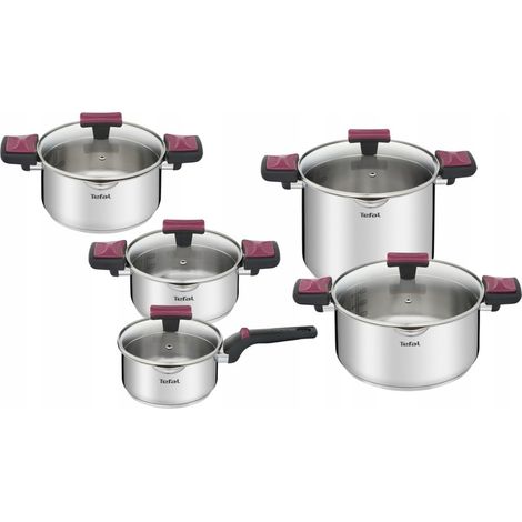 Ensemble de casseroles Cook&Clip avec couvercles pour induction, 10 pièces.