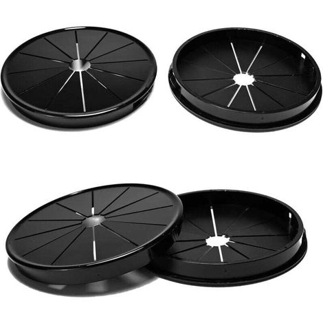 4 passe-câbles, clips de 100 mm de diamètre, passe-câbles ronds en nylon pour câbles de bureau, noirs (1/4)