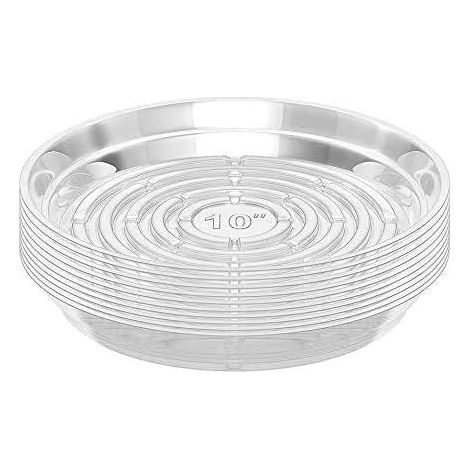 Soucoupes transparentes pour plantes d'intérieur et d'extérieur, lot de 10, 25 cm (10 pouces). (1/5)