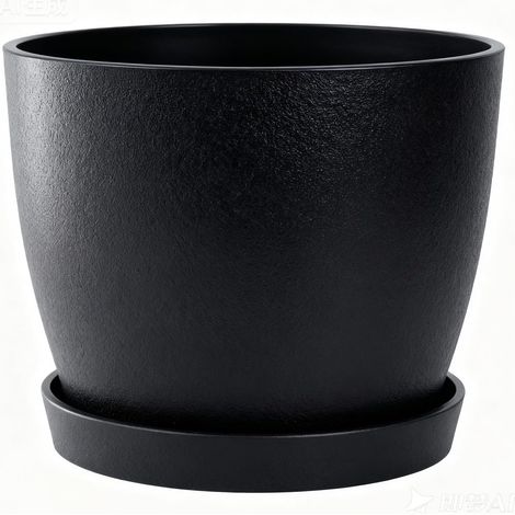 Pot de Fleur Rond Moderne avec Trou de Drainage, 23 cm Pot Plastique Plante pour Intérieur et Extérieur, pour Succulentes et Plantes Vertes, Noir (1/5)