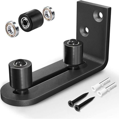 Porte coulissante de style grange – roulements à billes – support réglable – fixation murale (1/4)