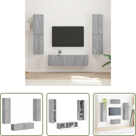 Rangement - Ensemble meuble TV 6 pcs Gris Sonoma Bois d'ingénierie (1/5)