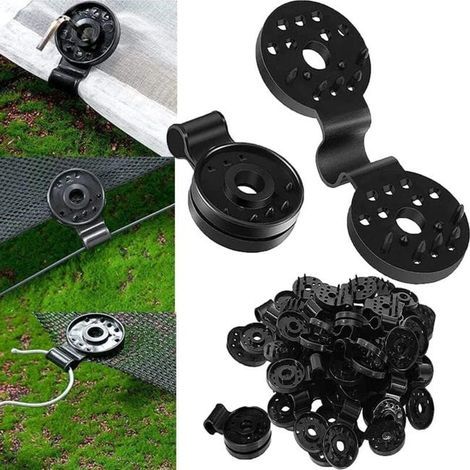 50 fixing clips for shade sails, with plastic eyelets and UV-resistant fixings. (1/5)