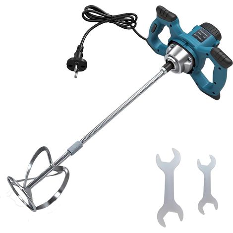 Malaxeur Mortier Colle, 2400W Mélangeur Électrique Professionnel à 6 Vitesses, M14 Barre Spirale Chromée, Agitateur Malaxeur pour la Peinture, Mortier, Platre, Mastic (1/5)