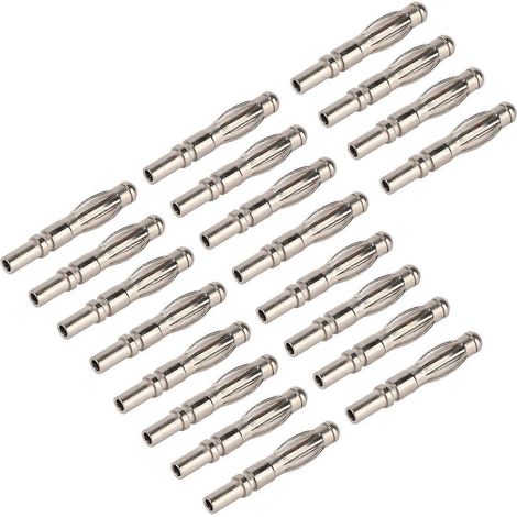 20 fiches bananes mâles 21.120 de 4 mm, plaquées cuivre-nickel, pour instruments électroniques (1/4)