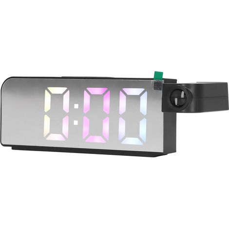 Horloge de Projection LED, grand écran, alarme à grande police, affichage 12H 24H, 3 niveaux de luminosité, pour chambre à coucher et bureau (1/5)