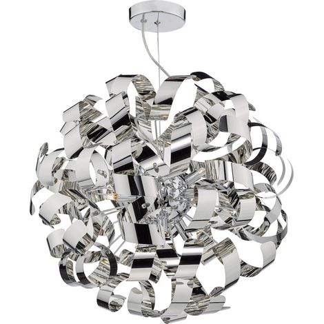 DAR RAWLEY - Luminaire suspendu sphérique G9 rubans en chrome poli, 9x G9 (1/5)